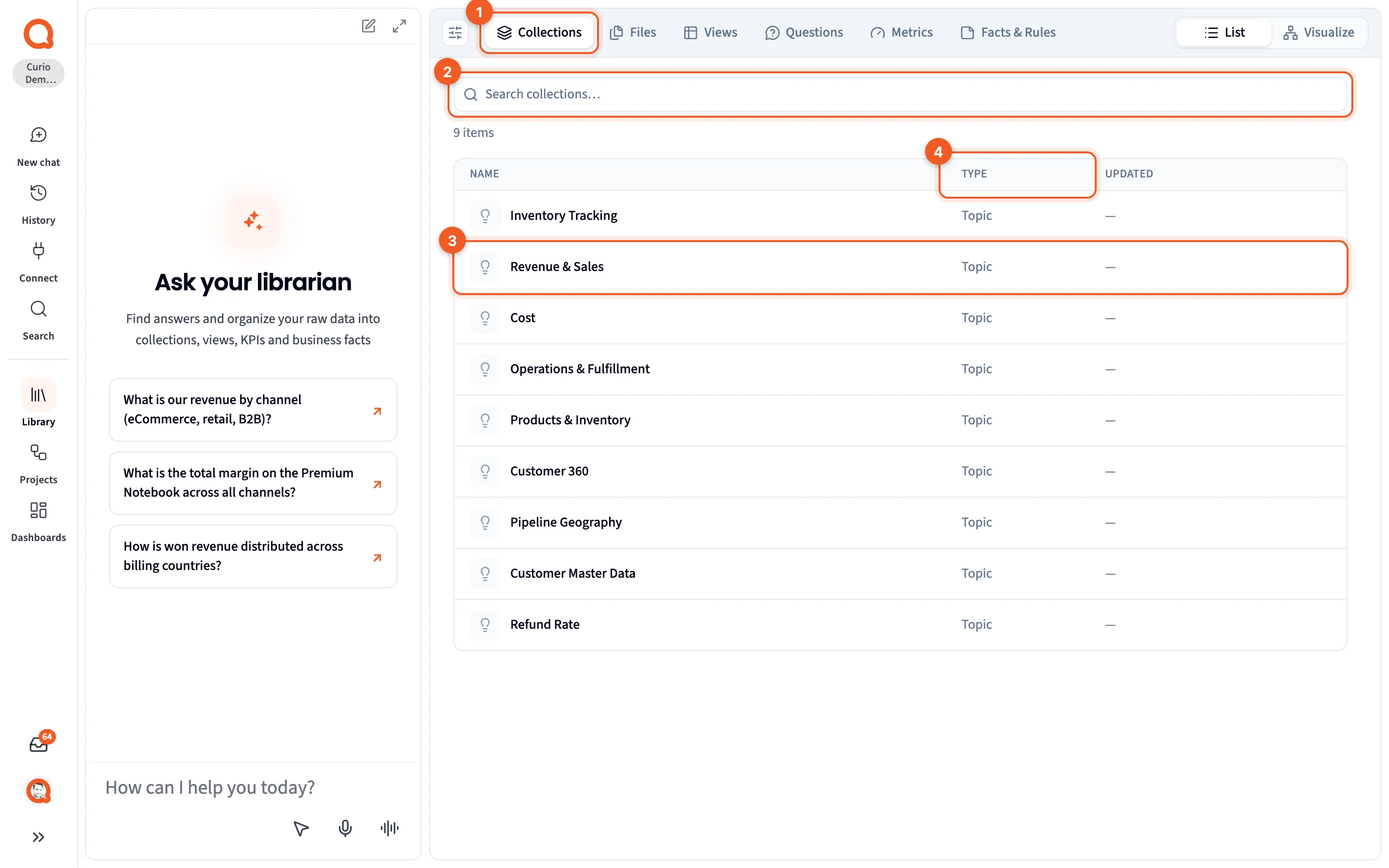The Collections tab listing nine collections
