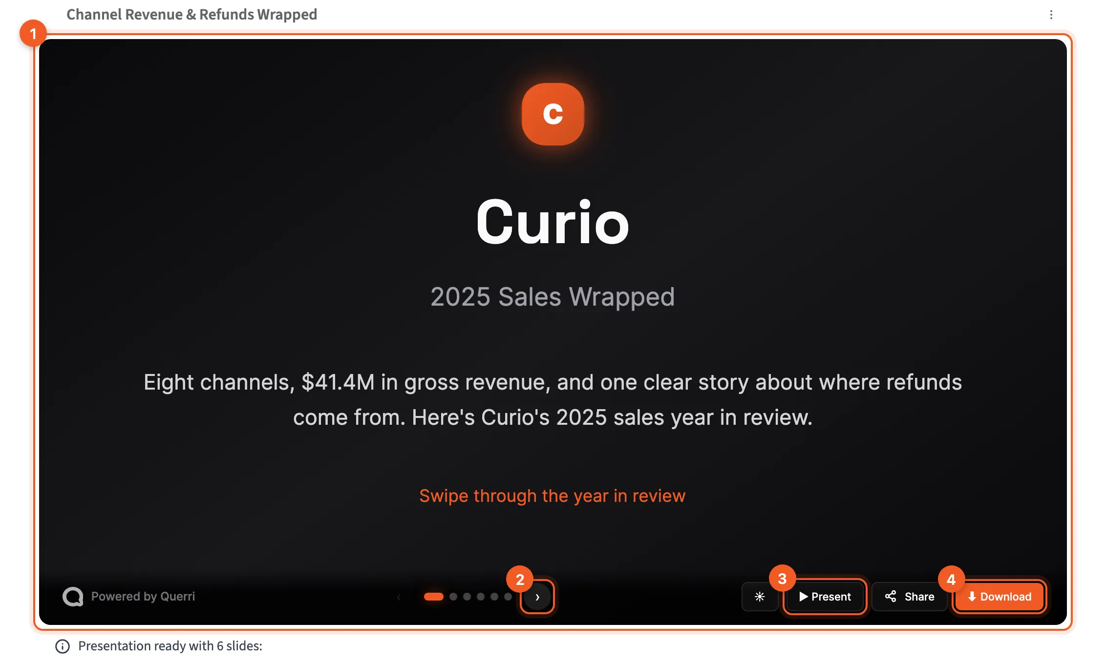 A Wrapped deck in project chat, open on its title slide