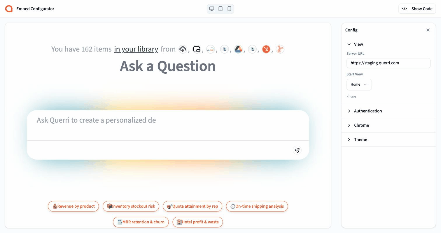 The Embed Configurator with a live preview beside the settings panel