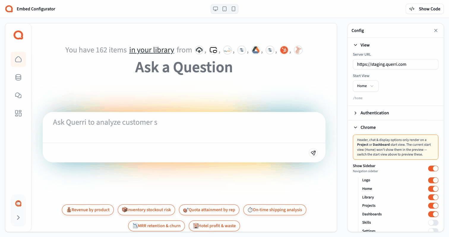 Individual sidebar controls with the sidebar rendered in the live preview